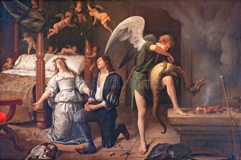 The wedding night of Tobias and Sarah, paint by Jan Steen